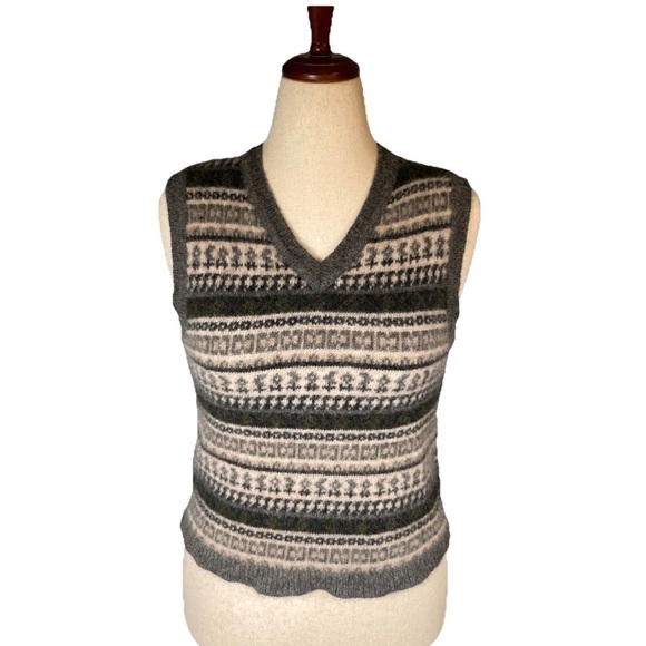 Vintage Sweaters - Vintage Spin Women’s Wool Vest Geometric Preppy 80s 90s Classic Size Medium